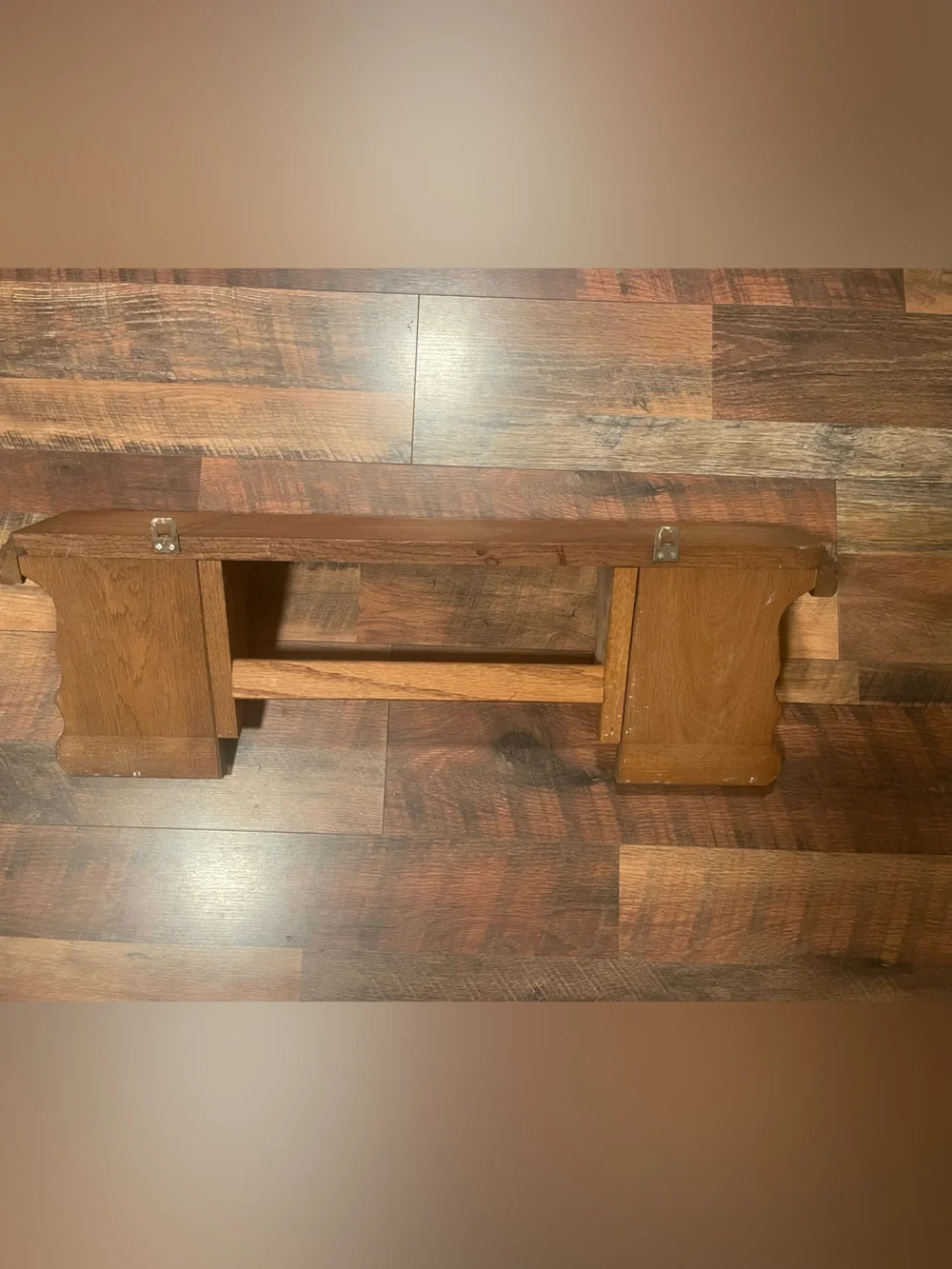 Wooden Scalloped Wall Shelf with 5 Schramberg German Ceramic Jars